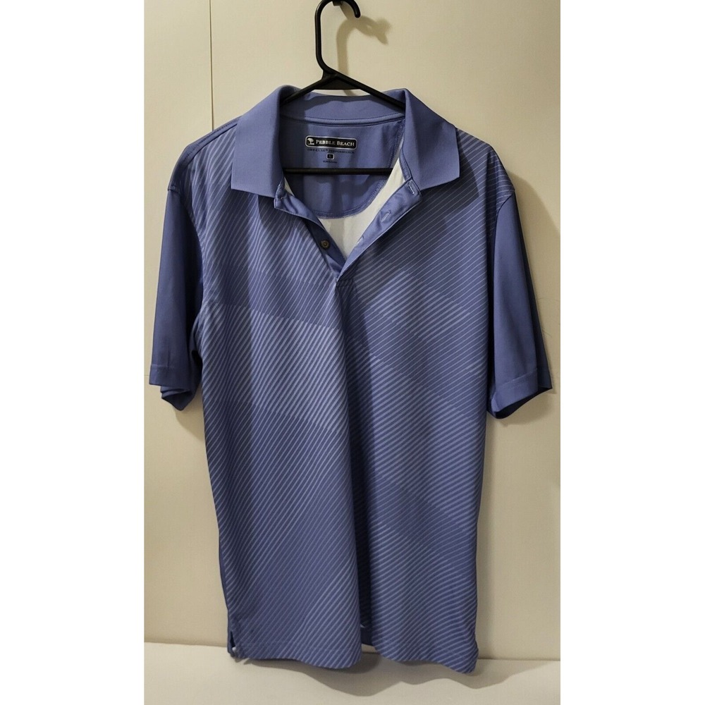 Pebble Beach Dri Luxe Mens Golf Performance Polo Shirt Multicolor Blue‎ Size (L)